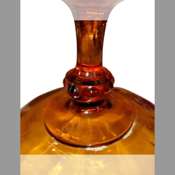 Vintage Amber Indiana Glass Tear Drop Pedestal  Bowl - Picture 3 of 6